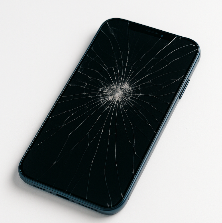 Before: cracked screen